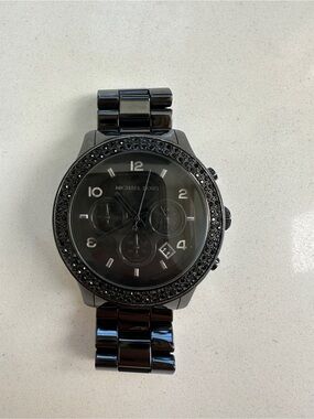 Michael Kors MK5360 Black Ceramic Crystal Chronograph Watch w/Extra Links